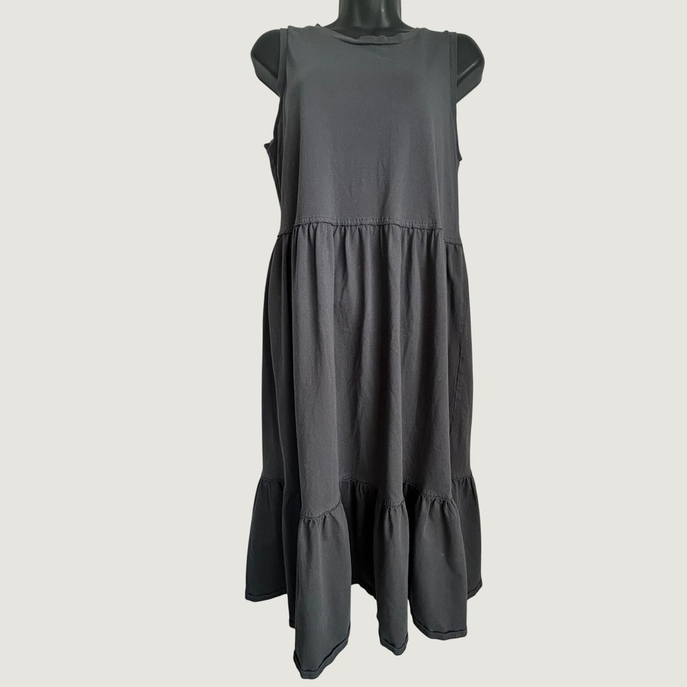 Universal Thread Tiered Midi Dress Small Gray Good Sleeveless Knit Casual